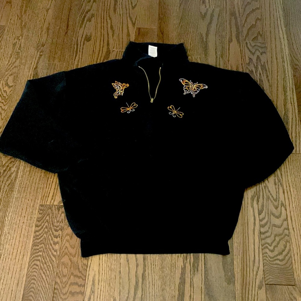 Sweatshirt with beaded butterfly detail on front and back - Size XL